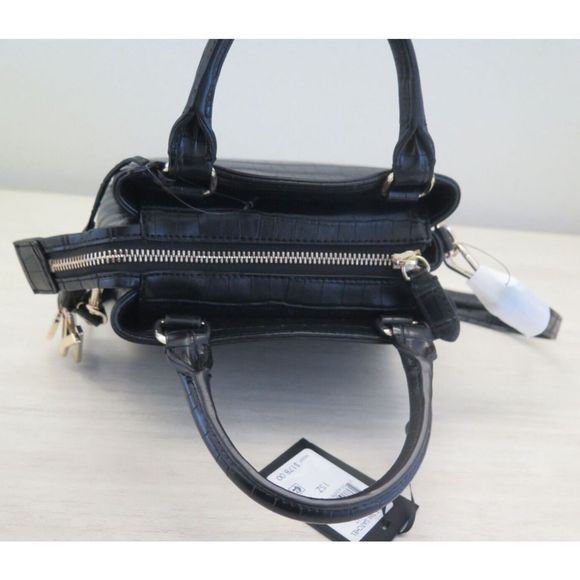 DKNY R13DPJ47 SM Black Croc Embossed Paige Satchel Crossbody Bag w/Charms $178 - Picture 6 of 11